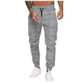 thumbnail image 2 of YMNXA Men's Sweatpants Drawstring Elastic Waist Striped Print Ankle Tied Comfortable Fashion Trousers With Pockets For Daily Wear,Grey,Xl, 2 of 7