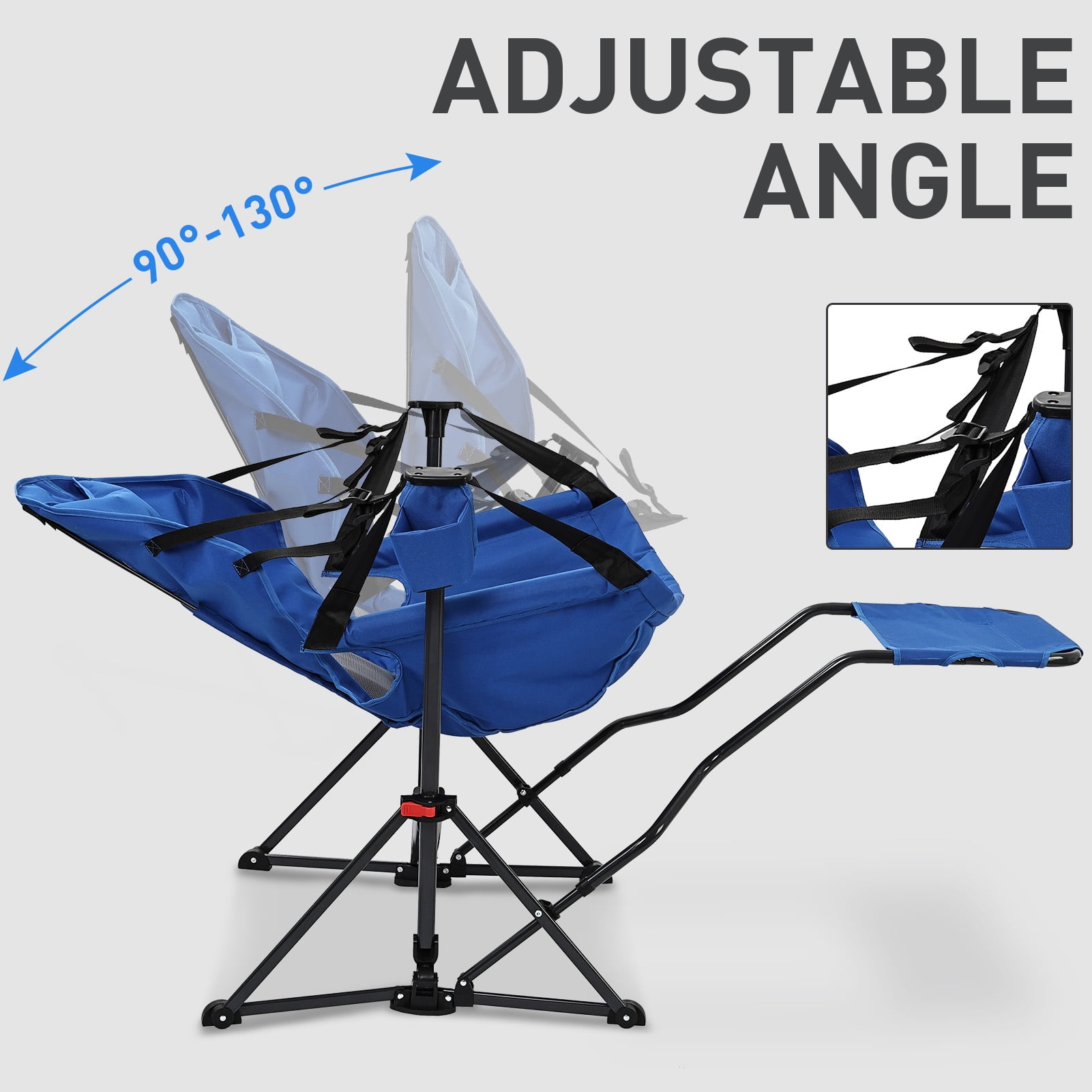 Autlaycil Camping Chairs, Oversized Hammock Chairs, Folding Rocking Chairs, Adjustable Back Swing Chairs, Cup Holder, Outdoor Beach Lawn, Blue