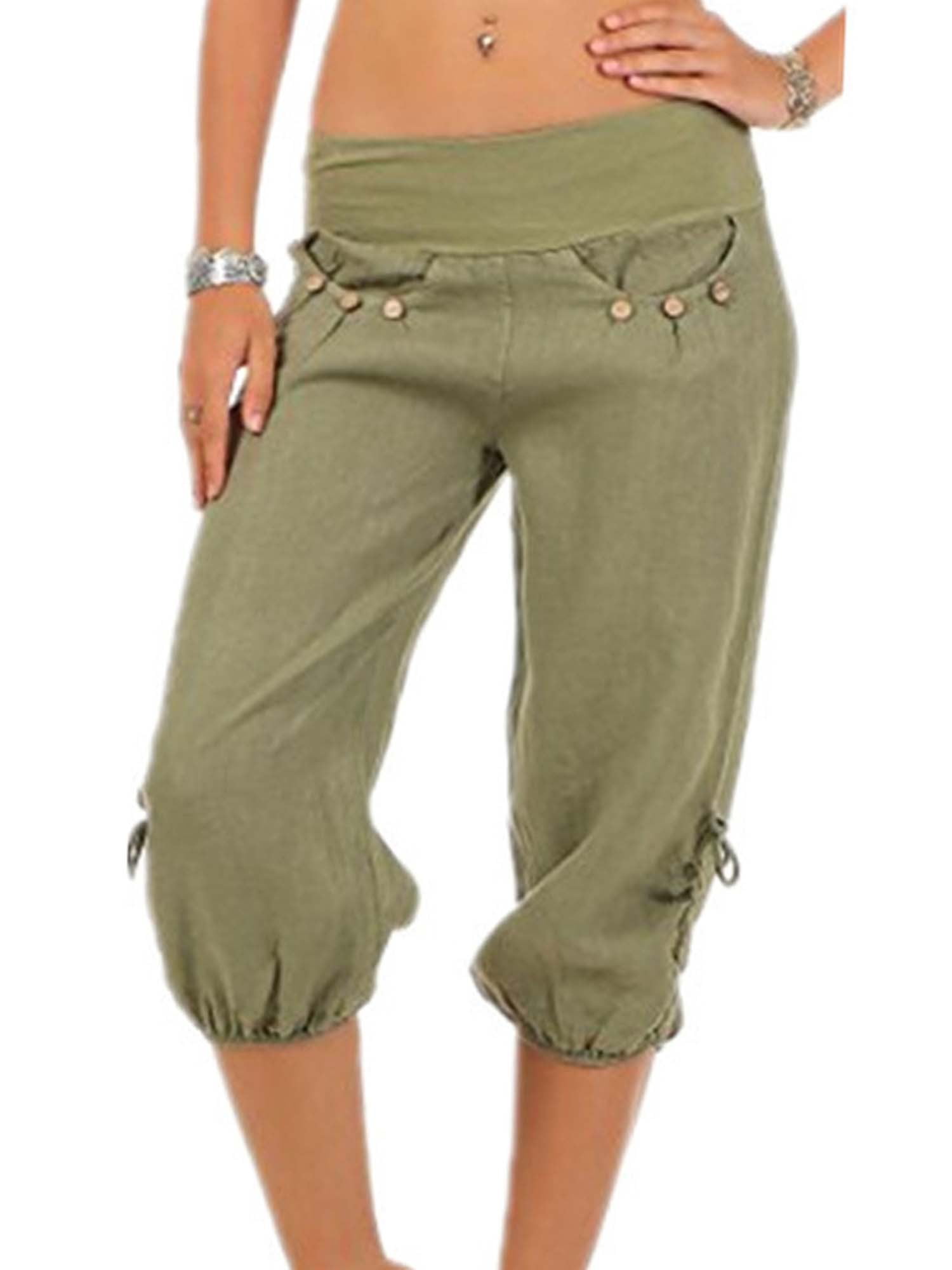 Womens Casual Cropped Harem Capri Pants Loose Joggers Trousers ...