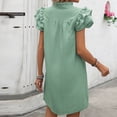 thumbnail image 5 of Women's Dresses Women's Solid Color V-neck Short Sleeved Fashionable Loose Dress Summer Dresses for Women 2025 Green XXL, 5 of 6