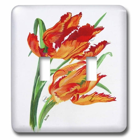 3dRose Parrot Tulips - floral, flower, realism, still life, tulip, tulips,elegant, red, orange, yellow - Double Toggle Switch (lsp_51714_2)