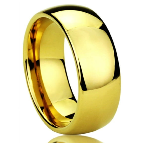 Men's Tungsten Carbide Wedding Band Ring 9mm Comfort Fit Gold Plated Ring For Men & Women