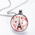 thumbnail image 2 of Eiffel Tower Glass Circular Pendant Necklace - Stylish Jewelry Statement Piece, 2 of 5