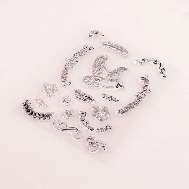 ALIBBON 10pcs Vintage Flower Clear Stamps for Card Making and Photo Album Decorations, Retro Swirls Lace Leaves Patterns Transparent Silicone Rubber