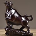 thumbnail image 2 of Ebony wood carved ox ornament, solid wood zodiac ox, symbolizing prosperity and good fortune, a craft item for home use, living room, or office decoration., 2 of 4