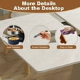 thumbnail image 3 of 7-Piece Retractable Rock Slab Dining Set, Modern Expandable Table + 6 Wooden Leg Chairs, Leather-Wrapped Base, Space-Saving for Small Apartments, 3 of 9