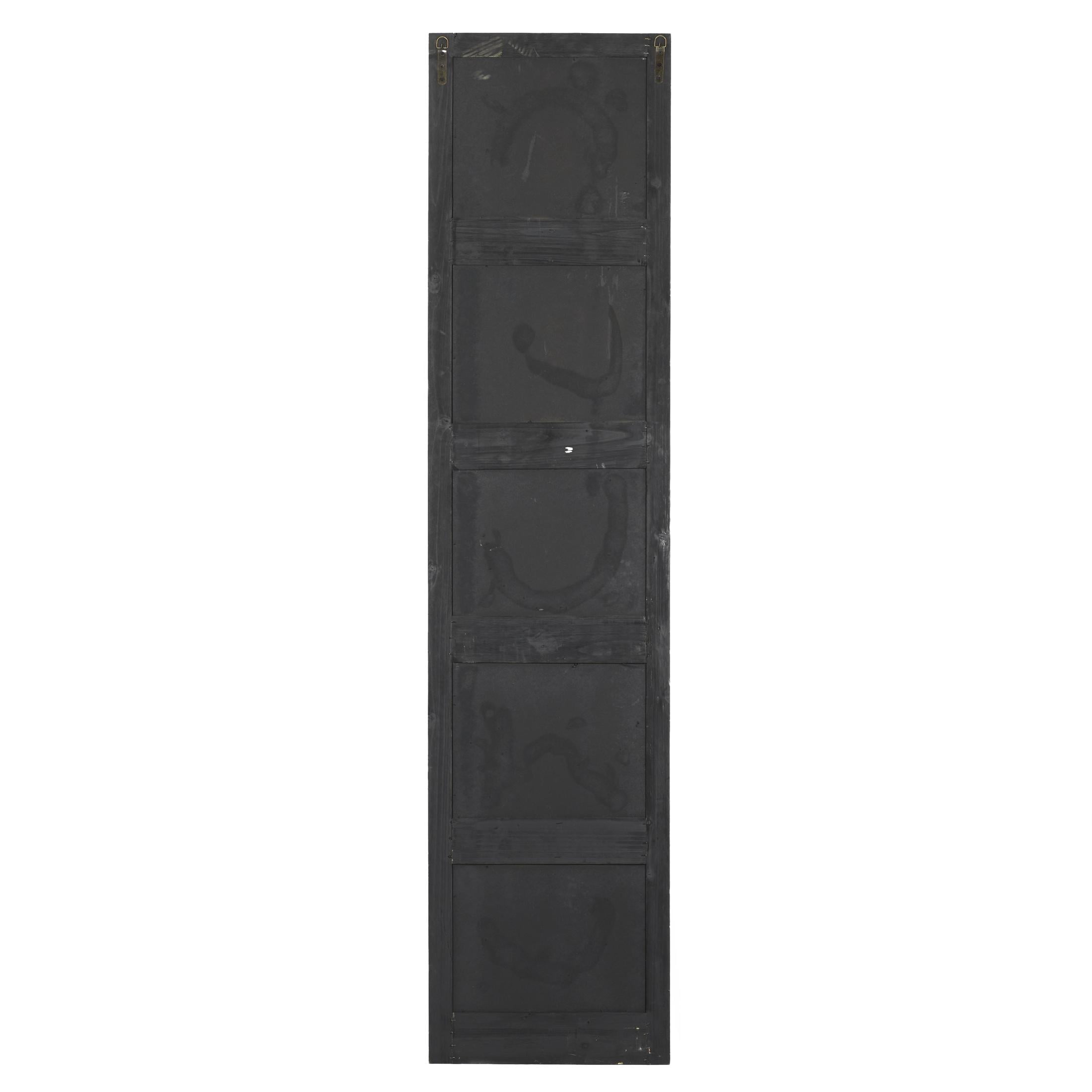 DecMode Green Wood Distressed Antique Door Panel Scroll Wall Decor