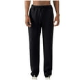 thumbnail image 1 of Pantalones largos para hombre, con cintura elástica, color liso, con cordón y bolsillos, de poliéster., 1 of 4