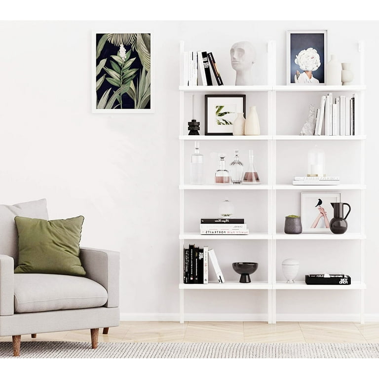 Zimtown 5-Shelf Wood Bookcase, Wall-Mounted Hanging
