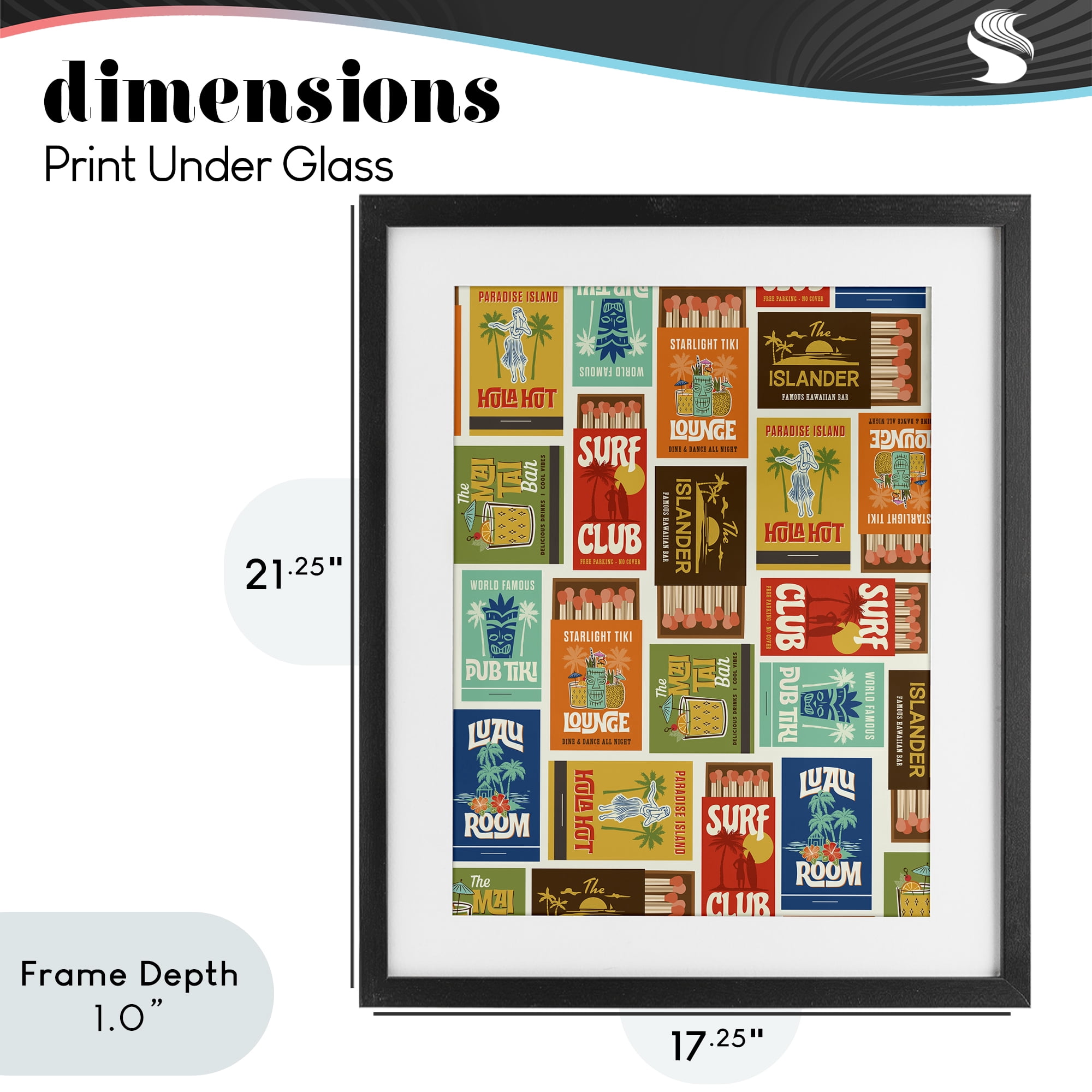 Stupell Industries Vintage Tropical Match Boxes Black Framed Print Under Glass, design by Emily Dumas