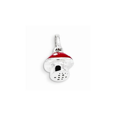 Sterling Silver Red Enamel Mushroom Pendant