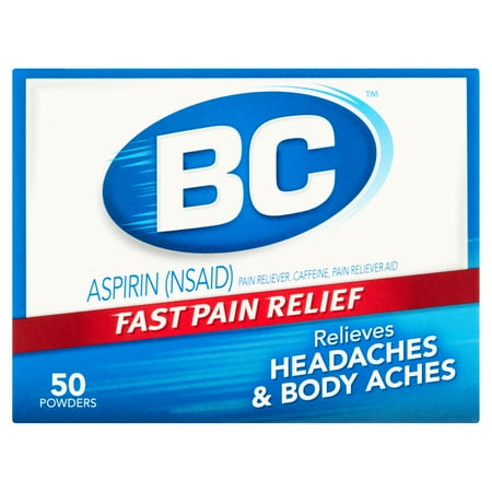 BC Headaches/Body Aches & Fever Aspirin Pain Reliever/Fever Reducer Powders, 50 ct