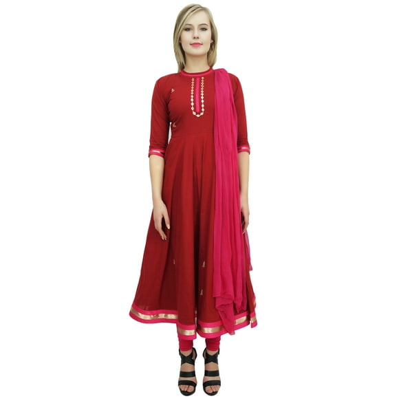Atasi Designer Cotton Dupion Maroon Long Anarkali Suit Casual Women's Clothing - 22