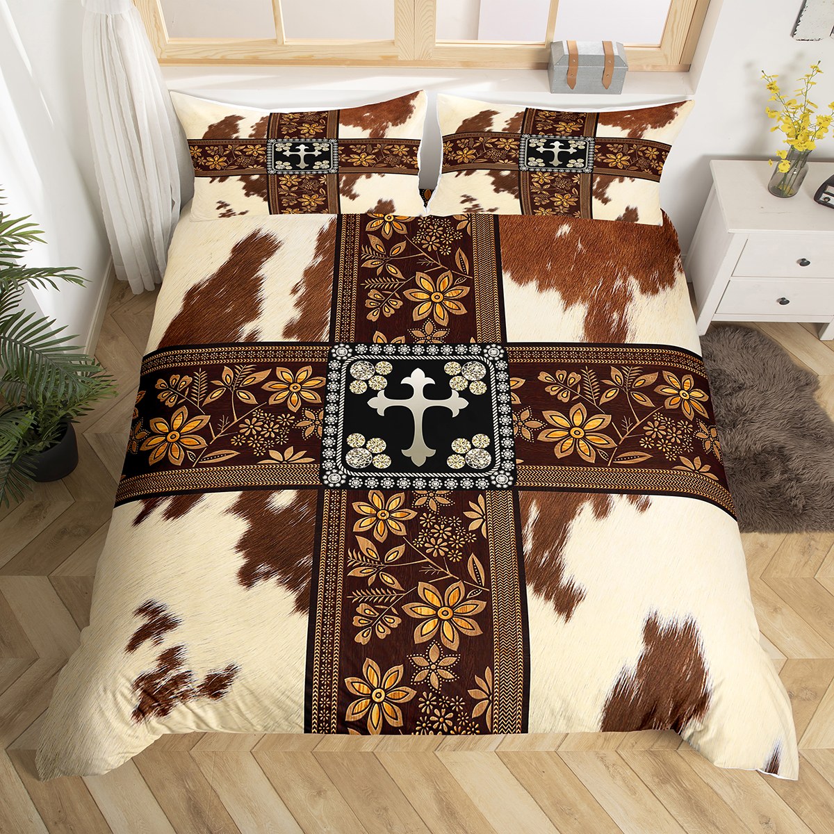 Highland Cow Print Duvet Cover King Cow Decor Bedding Sets Cowhide
