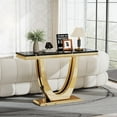 thumbnail image 2 of 47" Modern Faux Marble Console Table, Rectangular Top & Double U-Shaped Stainless Steel Base, Narrow Entryway Table for Entrance, Hallway, Foyer, or Living Room, 2 of 7
