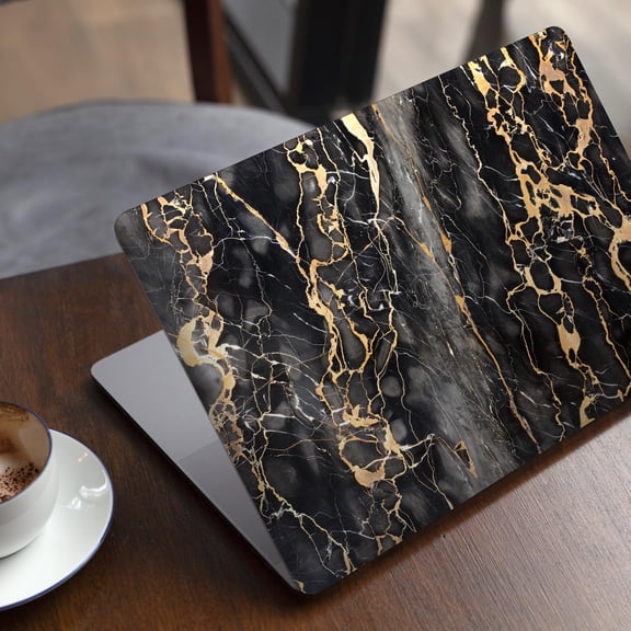 DesignSkinz Black and Gold Marble Surface Full-Body Skin Decal Wrap Cover for MacBook 12" Retina (A1534)