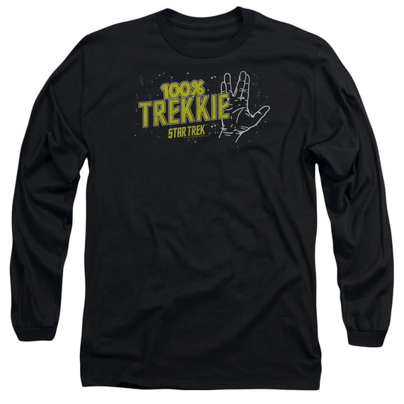Star Trek Trekkie Long Sleeve Adult 18/1 T-Shirt Black