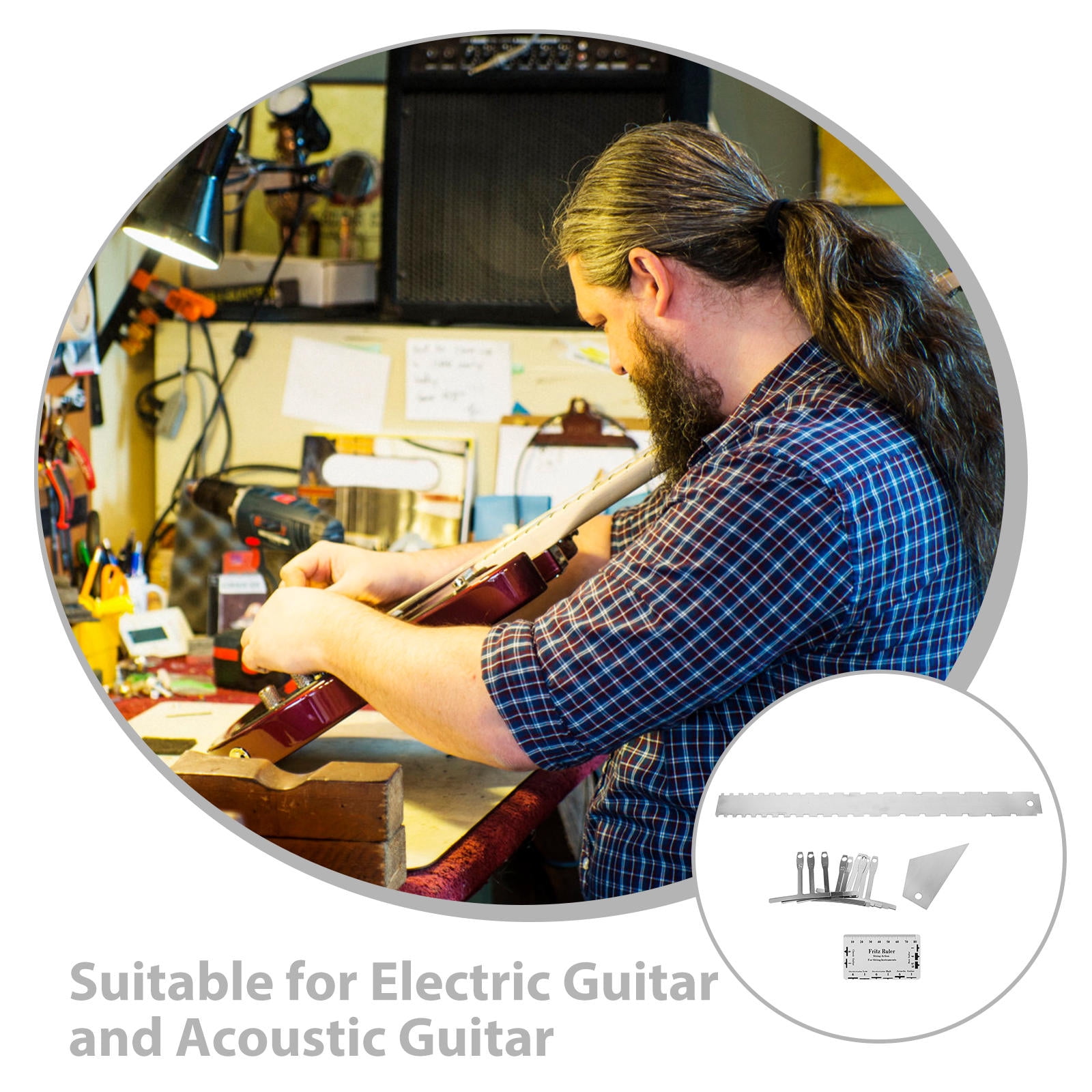 ELAYARD Guitar Fret Radius Gauge Metal & Plastic Precision Tool for Accurate Guitar Setup, Maintenance, and Adjustment at Home