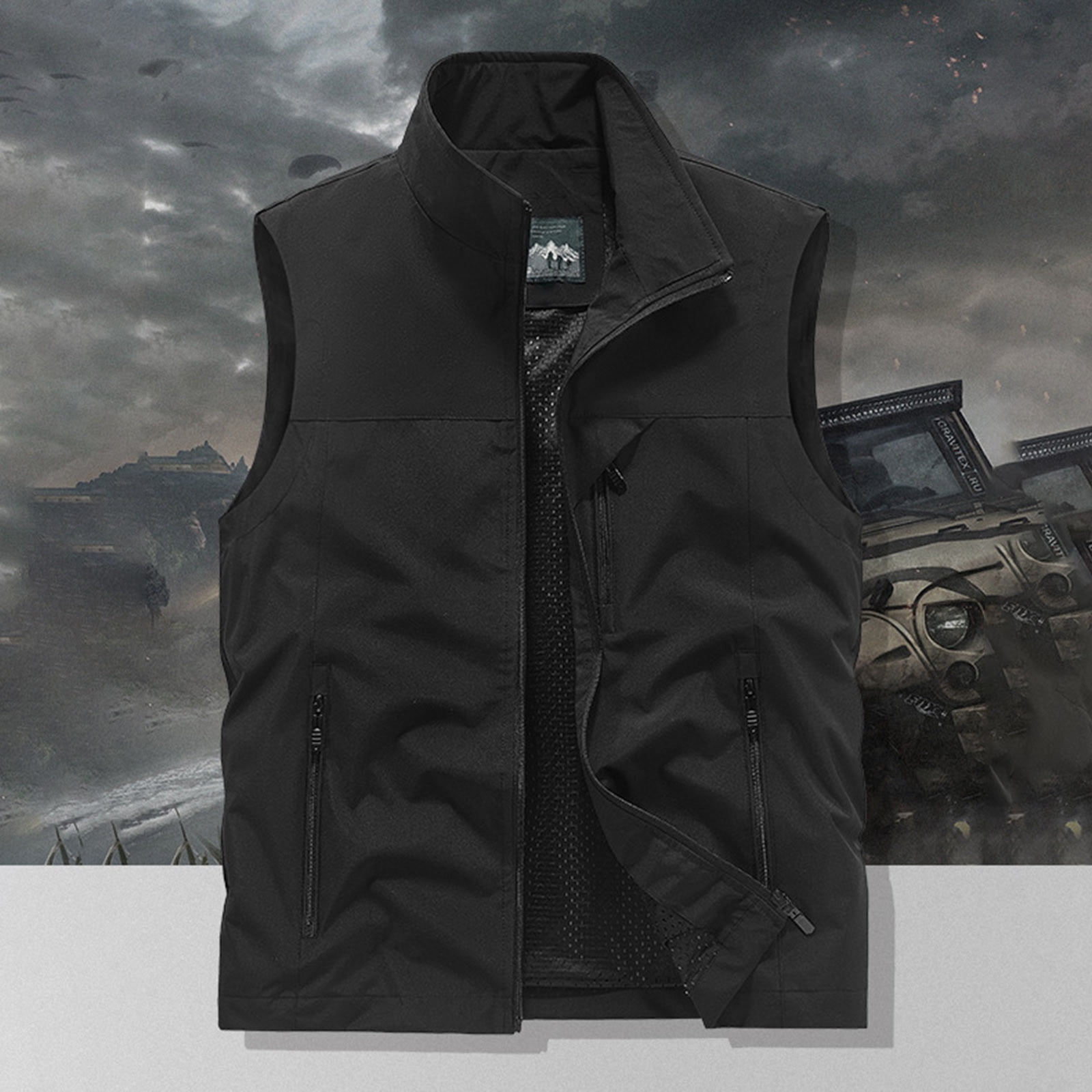 Gefomuofe Gilet De Travail Pour Homme - Sans Manches - Sans Manches - Veste De Printemps - Veste D'extérieur Légère En Coton - Gilet De Pêche - Safari