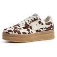 thumbnail image 4 of LUCKY STEP Womens Platform Fashion Sneakers Thick Sole Suede Faux Leather Casual Shoes,Brown Cow Print, 4 of 6