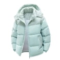 thumbnail image 3 of Puffer Jacket Men Hooded Long Sleeve Solid Color Thick Velvet Lined Casual Jacket Warm Winter Coat for Cold Protection, 3 of 7