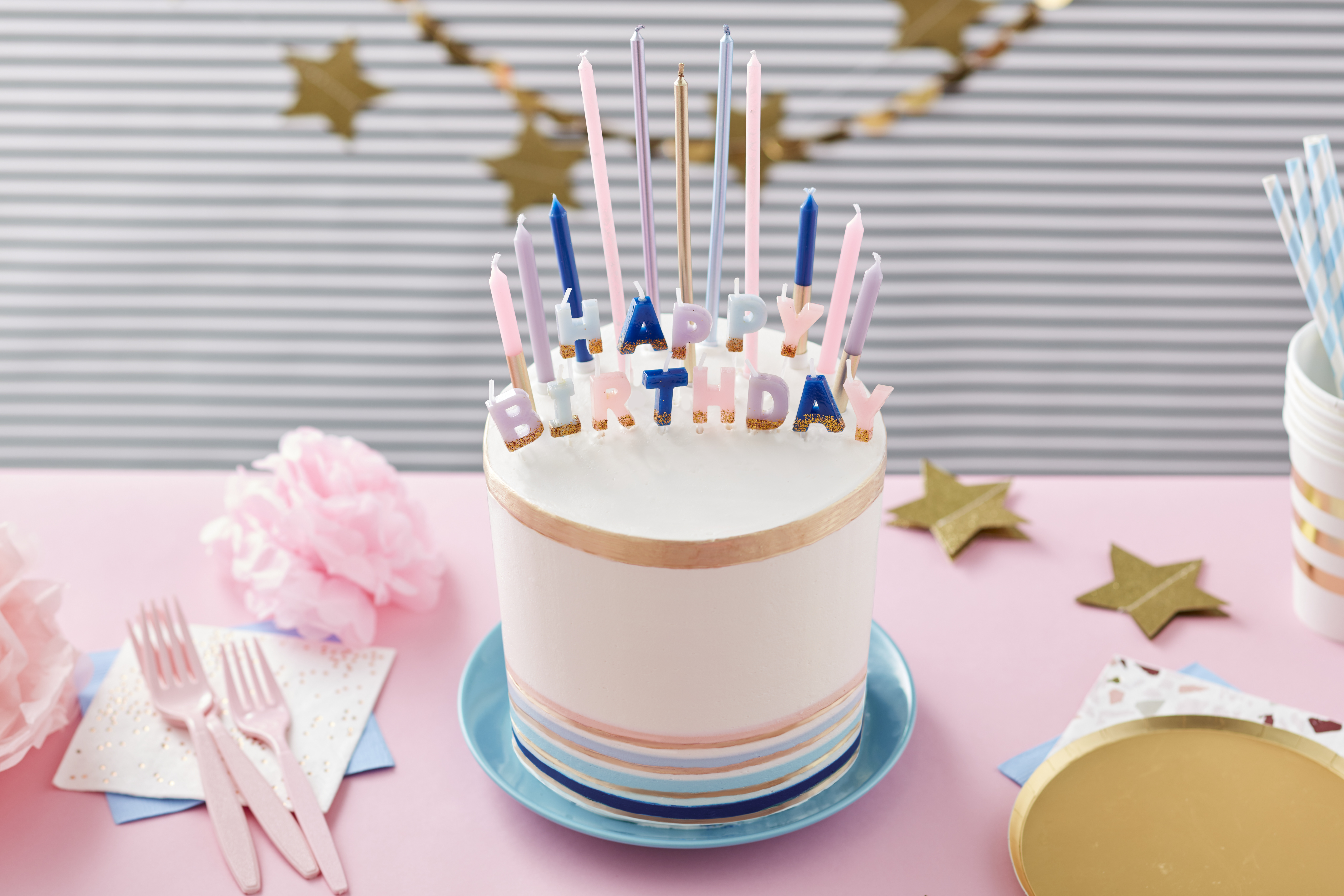 Wilton Pastel Shimmer Happy Birthday Candle Set, 25Count