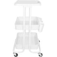 thumbnail image 4 of Alexent 3-Tier Rolling Storage Cart with Table Top, Sturdy Metal Utility Cart with Wheels & Hanging Cups, Rolling Organizer Trolley for Home Kitchen, White, 4 of 8