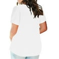 thumbnail image 2 of Women's Plus Size V Neck Short Sleeve Shirts Summer Casual Loose Fit Cotton Tunic Tops Basic Pullover T Shirts Solid Comfy Tees,Women Plus Size White,XXXXXL, 2 of 5
