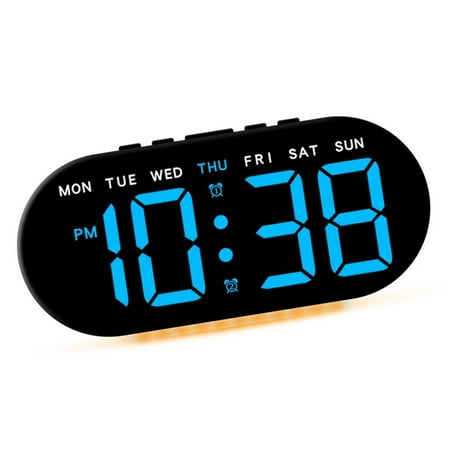 hejhncii Elegant Bedside Clock With Large Led Screen Date Time Temperature Display For Students Bedroom or Study