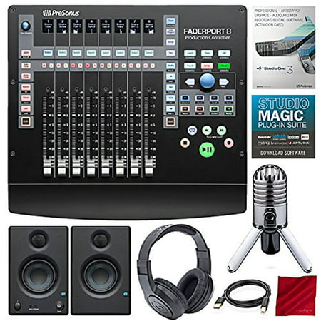 PreSonus FaderPort 8 channel Mix Production Controller with Studio One 3 Professional Software Upgrade, Studio Monitors, and Premium Music Creation Studio