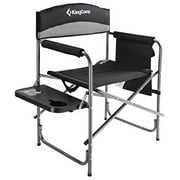 KingCamp Camping Chair Heavy Duty Folding Director Chair Oversize Padded Seat  for Adults, Supports 396 lbs, Black