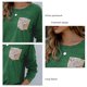 thumbnail image 5 of Blusa con retales con purpurina, cuello redondo, lentejuelas, manga larga, holgada, informal, suave, túnica para mujer, verde S, 5 of 6
