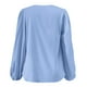 thumbnail image 3 of Blusa de gasa para mujer con cuello en V, volantes, pliegues y mangas acampanadas, blusa holgada informal para otoño, 3 of 4