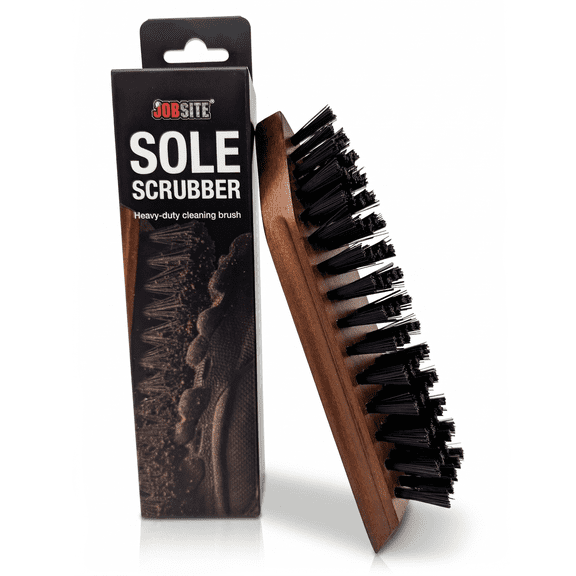 JobSite Sole Scrubber - Heavy Duty Boot Cleaner Brush with Stiff Bristles & Pointed Tip - Scrubber for Cleaning Muddy Cleats & Shoes