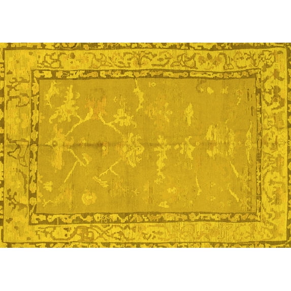 Ahgly Company Indoor Rectangle Abstract Yellow Modern Area Rugs, 7' x 10'