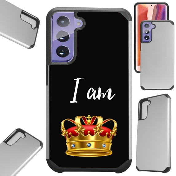 Compatible with Samsung Galaxy S22 5G 6.1" Hybrid Fusion Guard Phone Case Cover (I Am King)