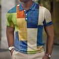 thumbnail image 3 of Birdeem Men Casual Printed Short Sleeve Turn Down Collar Buttons Side Split T-Shirt Blouse Tops, 3 of 9