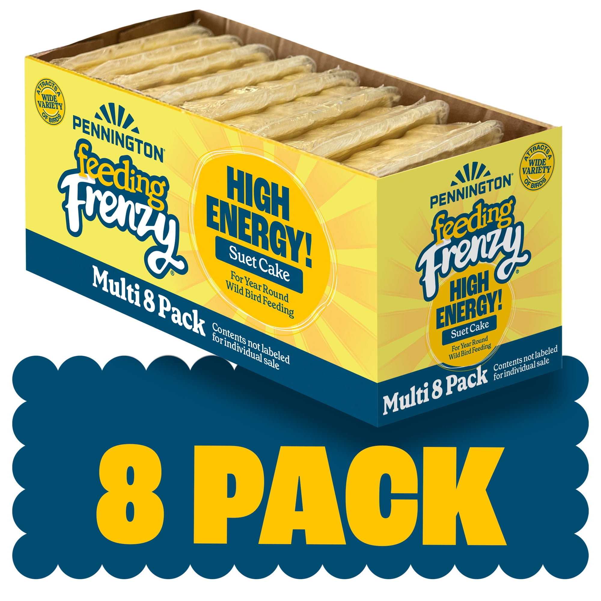 Pennington Feeding Frenzy High Energy Suet Value Pack, for Year Round Wild Bird Feeding, 8 Cake Pack, Fresh