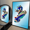 thumbnail image 3 of Póster de dibujos animados de Sonic, videojuegos de anime clásicos, pegatinas, murales de pared, decoración de sala de juegos, regalos, pintura en HD, 3 of 5