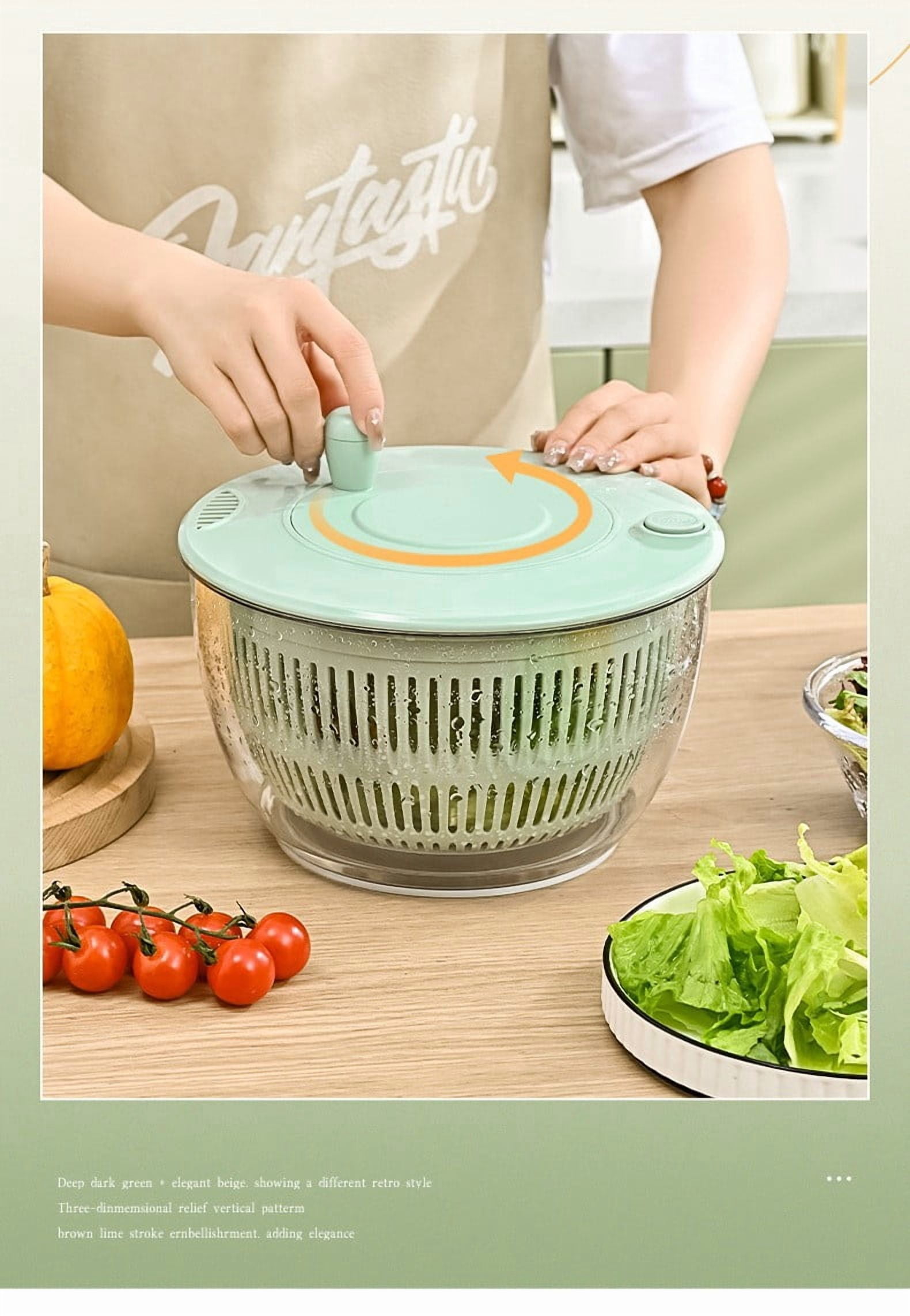 MMJ Kitchen Appliances Salad Spinner 6 in 1 Manual Vegetable Chopper and Juicer with Interchangeable Blades for Food Prep