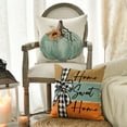 thumbnail image 6 of Sm:)e Thankful Grateful Blessed Fall Thanksgiving Throw Pillow Covers Set of 4, 18 x 18 Inch Blue Pumpkin Floral Harvest Autumn Home Decorations for Sofa Couch, 6 of 7