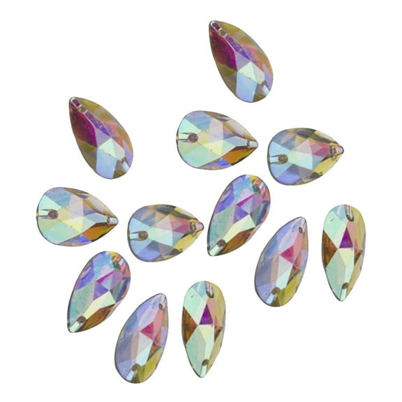 Raindrops 100PCS Teardrop Shape Flat Back Resin Rhinestones DIY Crystals for Costume Scrapbooking Decoration 7x12mm