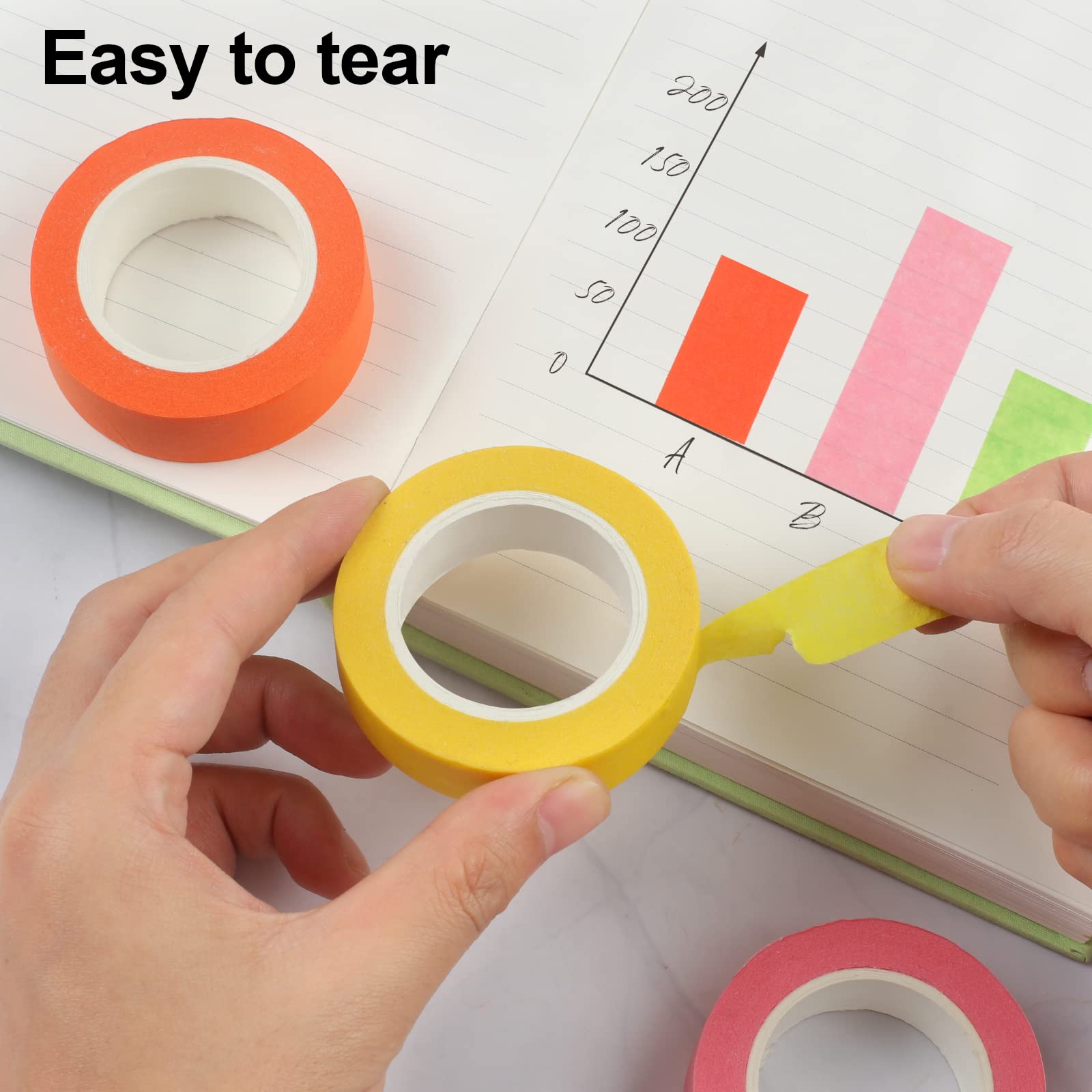 12PCS Colored Masking Tape,DIY Craft Tape, Colored Tape Rolls, Colored Painters Tape, 1.7cm x 12m (2/3In x 13Yards)