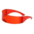 thumbnail image 4 of Gafas de sol futuristas divertidas con visera única y espejada para fiestas de cosplay rojo, 4 of 9