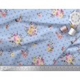thumbnail image 2 of Soimoi Blue polyester Crepe Fabric Leaves,Small Circle & Floral Printed Fabric 1 Yard 42 Inch Wide, 2 of 3
