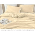 thumbnail image 6 of DNG Luxury 3 Piece Pom Pom Plain Pattern Comforter Set, 800 Thread Count, 100% Egyptian Cotton, White Vintage Pom-Pom Fringe Super Soft (Oversized Super King Size Ivory Color), 6 of 9