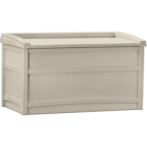 Suncast 50 Gallon Deck Box With Seat Light Taupe for sale online 