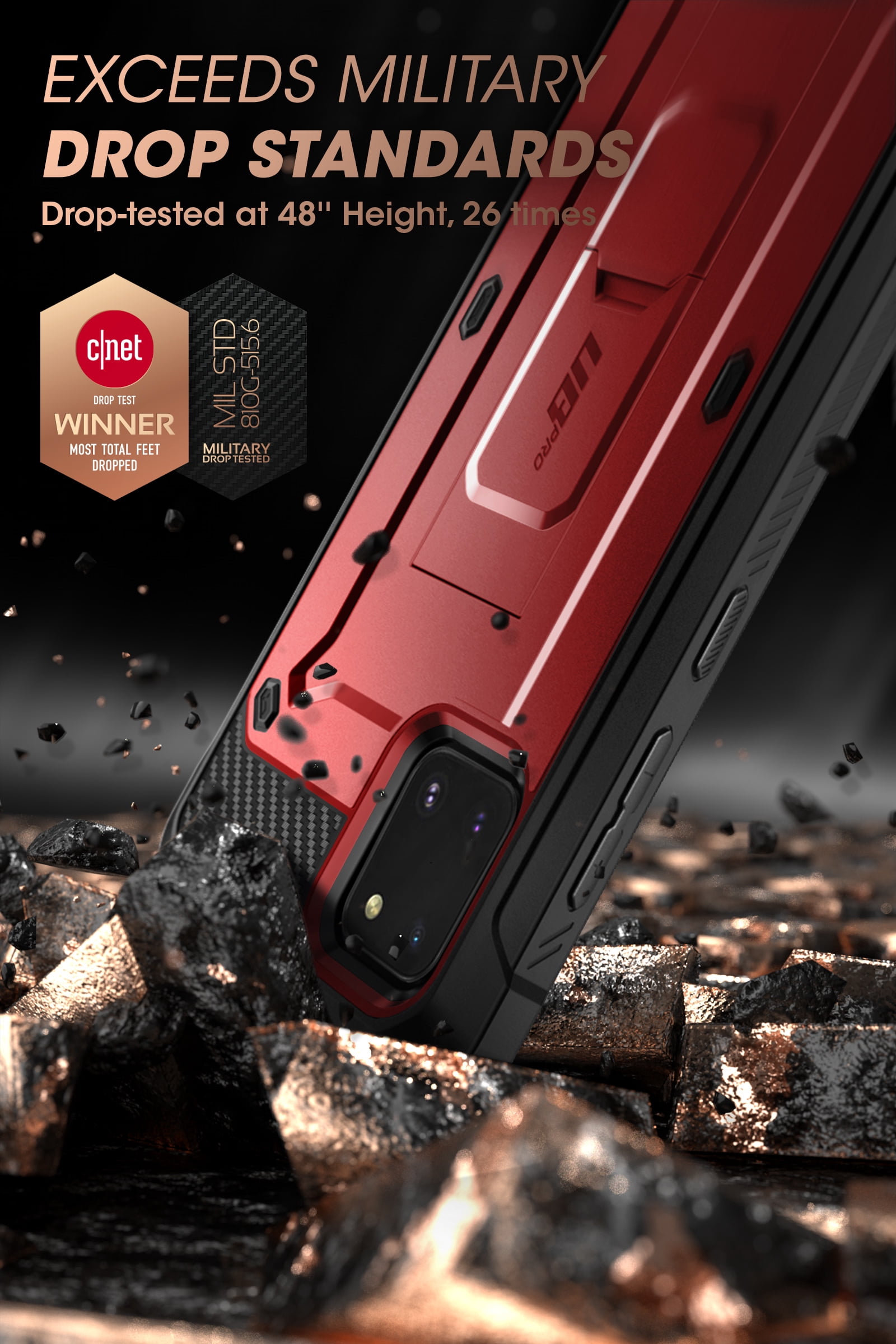 SUPCASE Unicorn Beetle PRO Series Phone Case for Samsung Galaxy Note 10 Lite, Full-Body Rugged Holster Case with Built-in Screen Protector for Samsung Galaxy Note 10 Lite 2020 (Metallic Red)