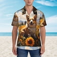 thumbnail image 5 of Picia Cute Corgi Sunflower Gentle Cotton Regular Fit Short Sleeve Casual Hawaiian Shirt for Men-3X-Large, 5 of 8