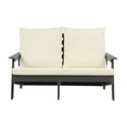 thumbnail image 3 of HIPS Outdoor Loveseat with Thick Cushion, Wood Grain Garden Sofa Set for Porch, Poolside, Terrace &amp; Yard - Durable, All-Weather, Grey/Beige, 3 of 9